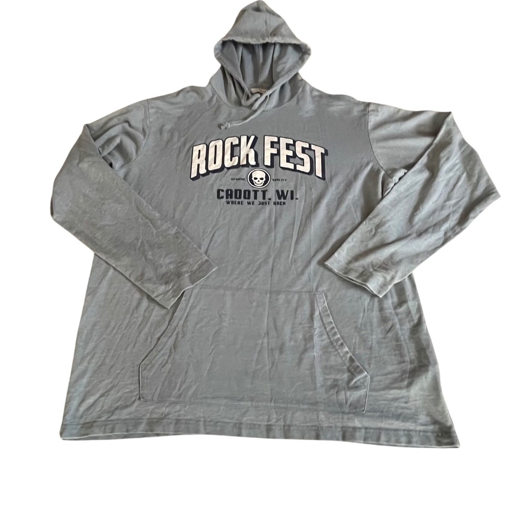 Camp David Rock Fest Cadott WI‎ Gray Graphic Hoodie Mens XL Long Sleeve Shirt